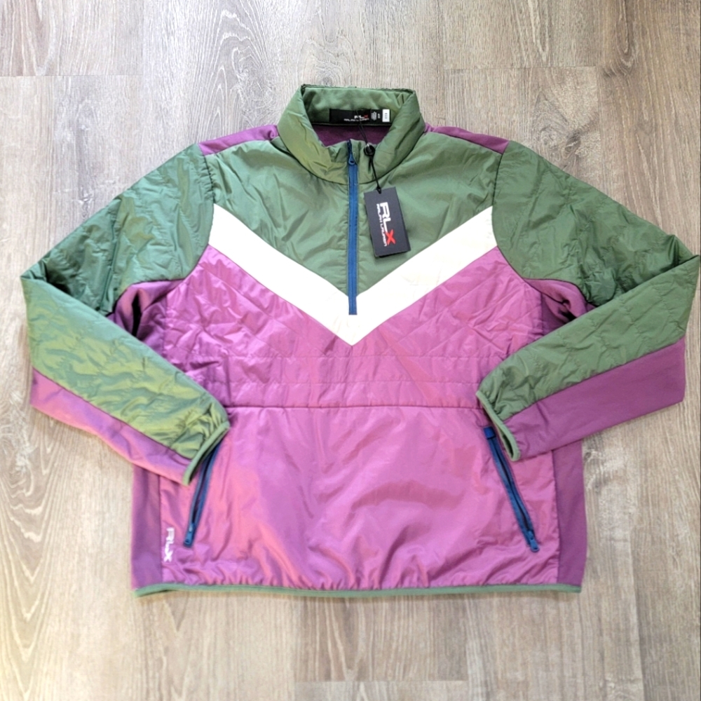 BRAND NEW Ralph Lauren RLX Quilted Woven 1/4 Zip Colorblock Jacket Women's XL